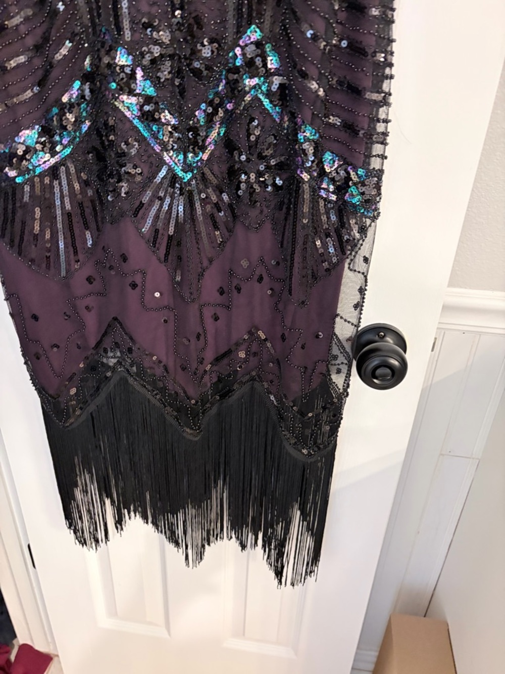 Unique Vintage Purple Fringe Flapper Dress 1920s Deco Plus 3X - Picture 4 of 7